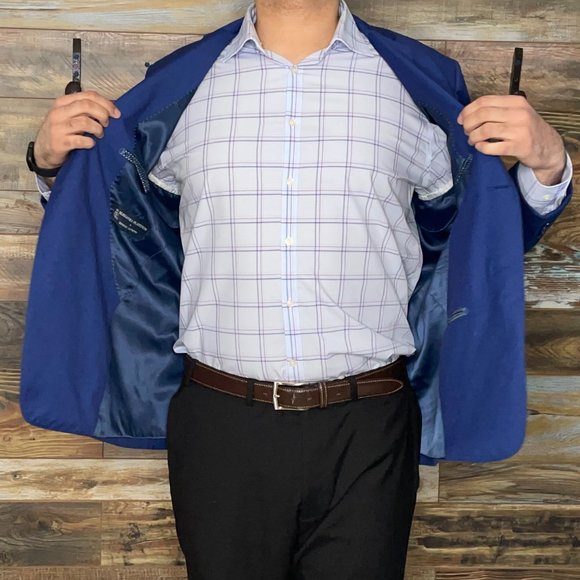 Eleganza Platinum by Giorgio Sanetti Modern Fit Blue Blazer Sport Jacket 48R - Picture 7 of 10
